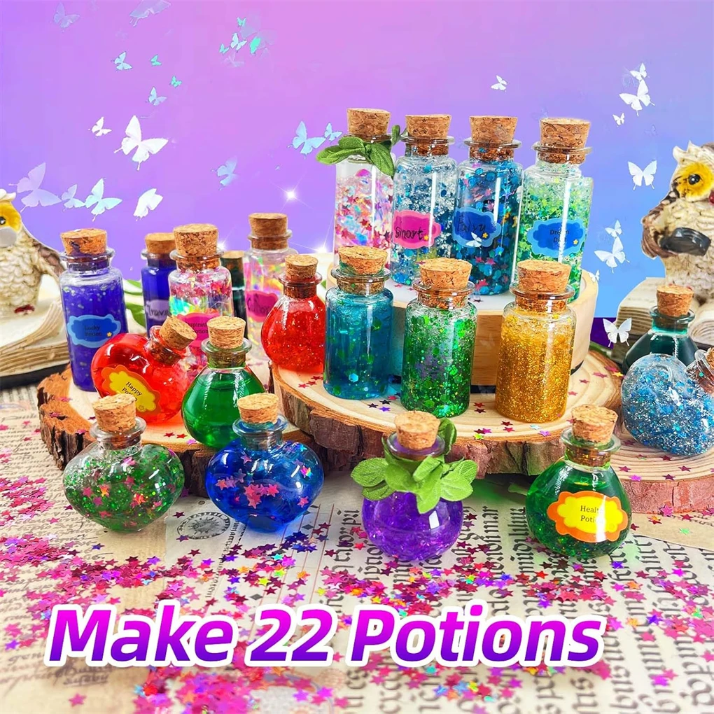 24 buah peri ajaib Potions Kit untuk anak-anak DIY 22 botol Potion ajaib DIY buatan tangan mainan untuk Natal dekorasi kreatif seni kerajinan mainan