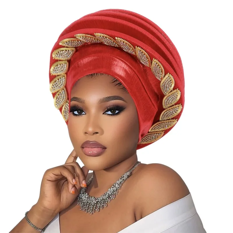 

African Lady Head Wraps Turban Cap for Women Nigeria Autogele Headtie Party Headwear Wedding Auto Geles Turbante Outfits
