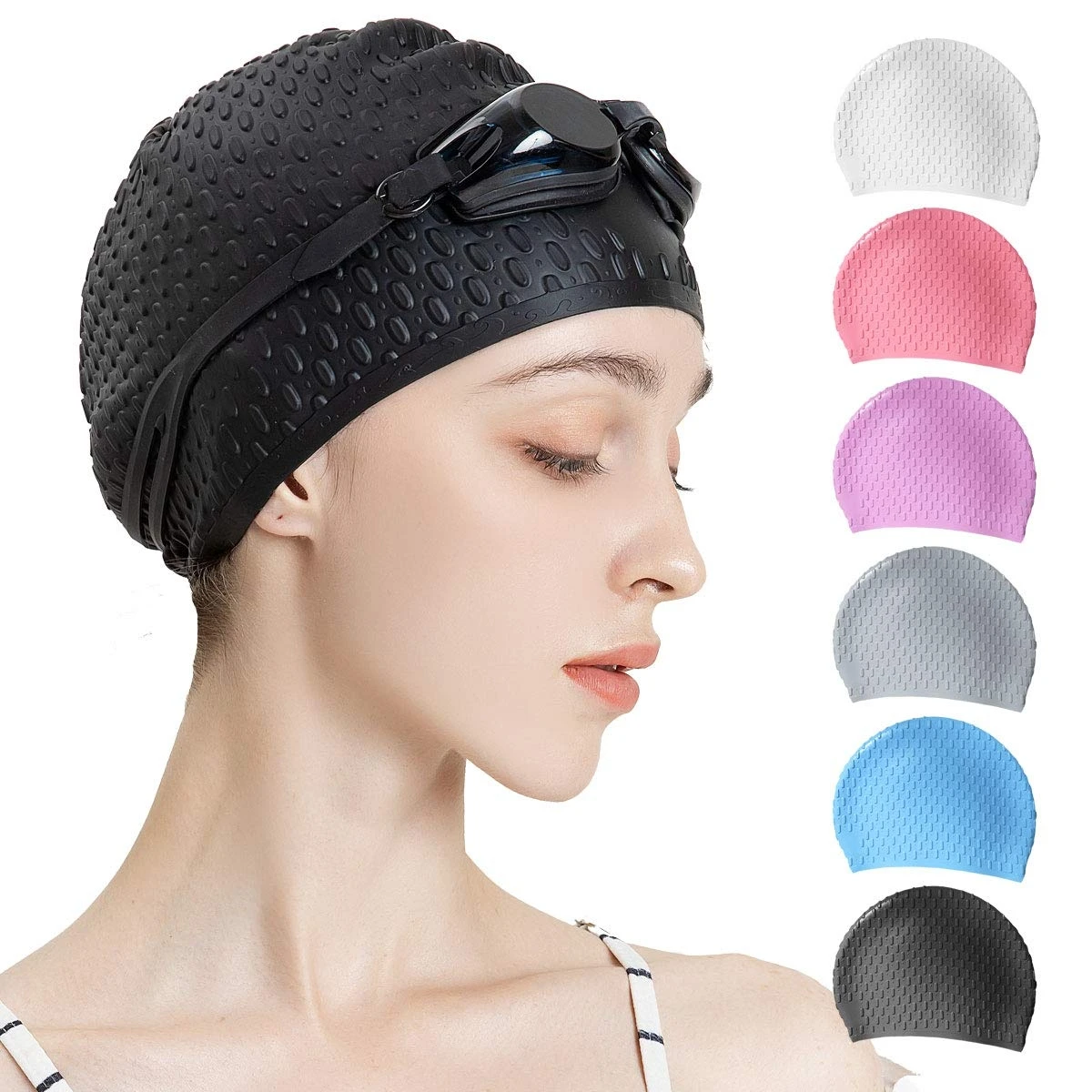 Silicone Swimming Cap, Highly Elastic and Thickened Swimming Cap, Suitable for Long and Short Hair, Unisex Shower Cap to Keep Ha