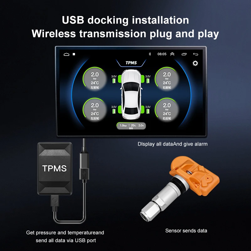 Système de surveillance de la pression des pneus TPMS Android, compatible Bluetooth, pour voiture, Moto, vélo, TMPS