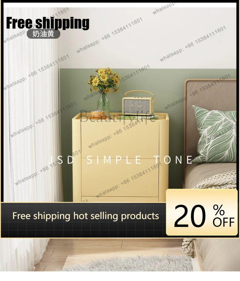 zj.Simple tone cream style TV side cabinet, sofa storage five pumping cabinets, black solid wood chest customization