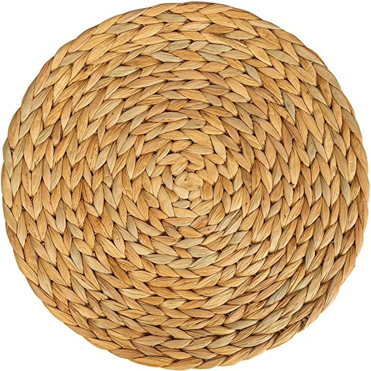 A93E-2 Pack Round Water Hyacinth Placemat,Quality Woven Wicker Table Place Mats,38Cm