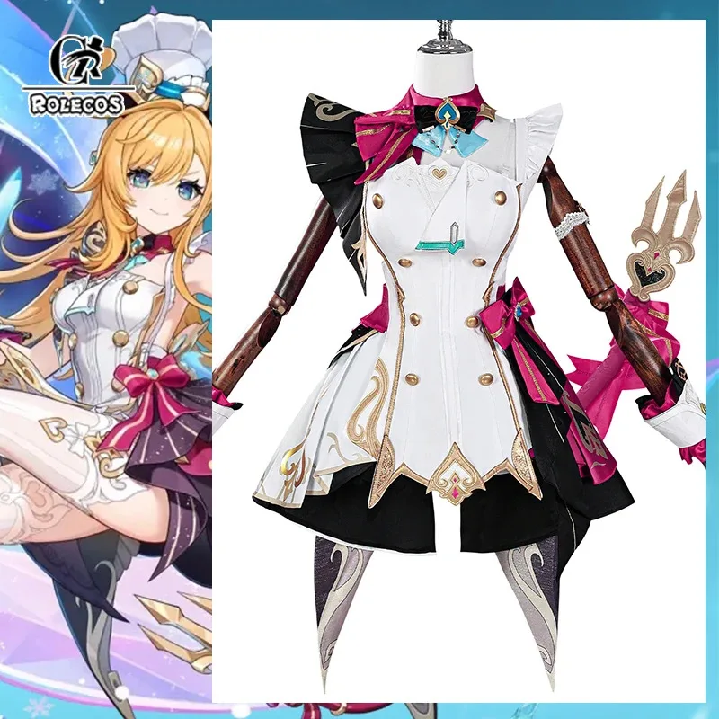

ROLECOS Game Genshin Impact Escoffier Cosplay Costume Tasteful Excellence Escoffier Halloween Women Dress Party Role Play Outfit