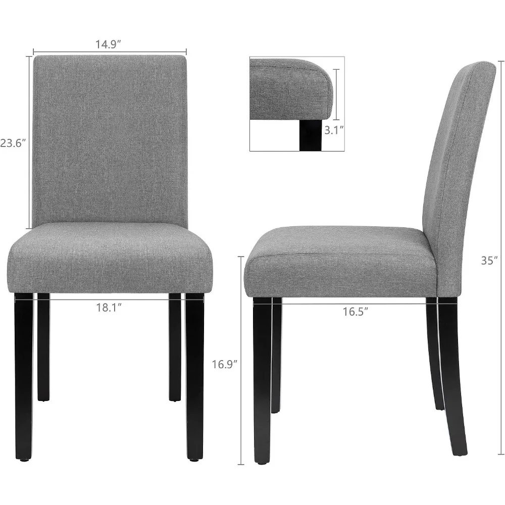 Dining Chairs Urban Style Fabric Parson Chairs Kitchen Living Room Armless Side Chair with Solid Wood Legs Set of 4 (Gray)