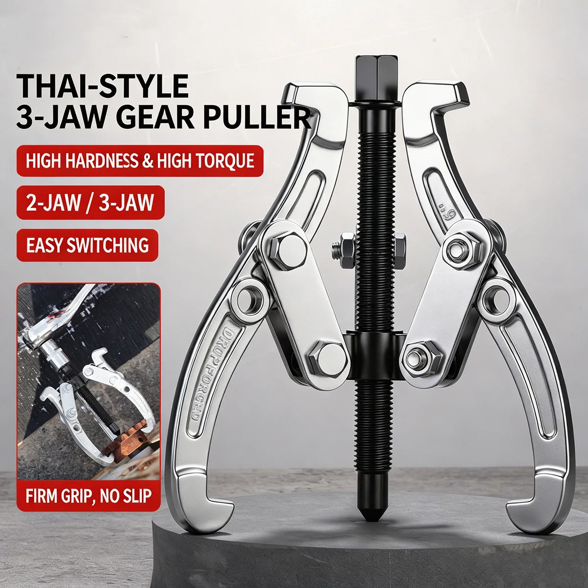 Gear Puller 3 Jaw Reversible Pulley Remover Bearing Flywheel Removal Kit Heavy Duty Professional Grade Auto Repair Tool