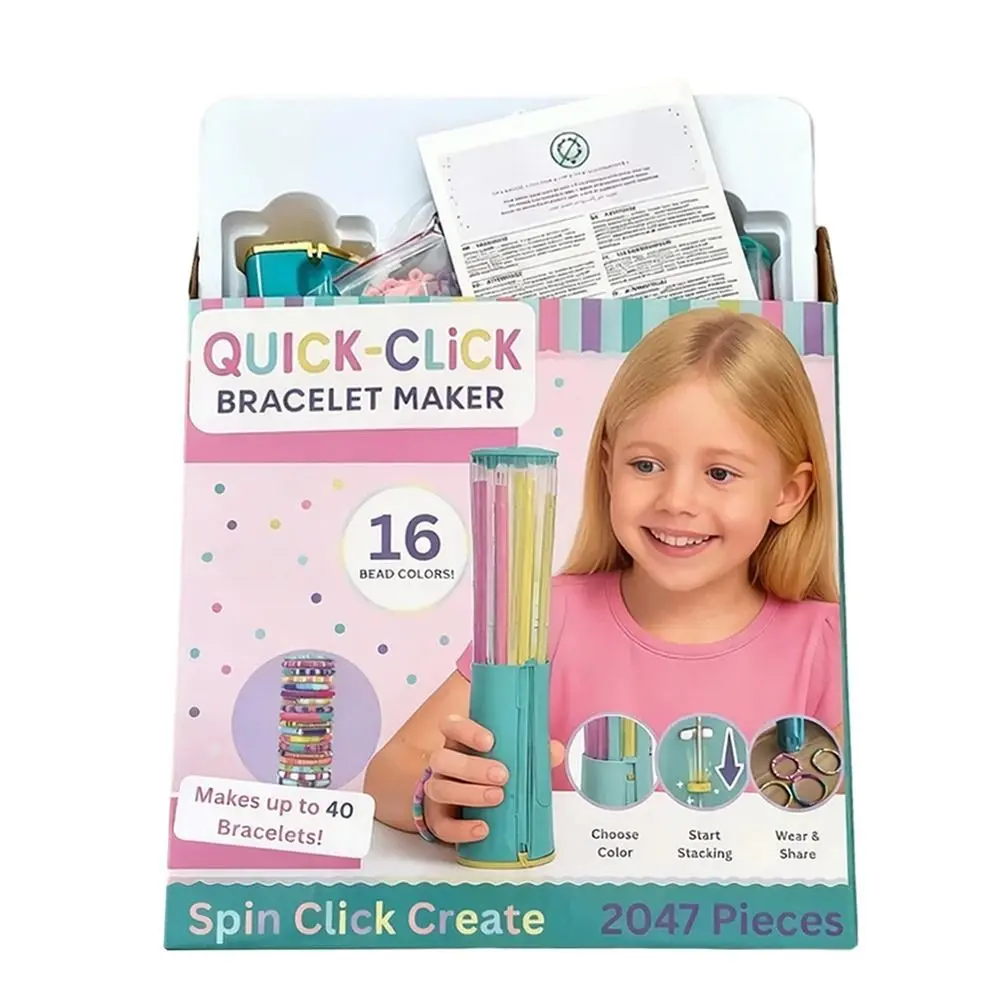 New PVC Click Bracelet Maker Kit Handmade Beaded DIY Charm Bracelet Kit Easy Click with Beads Jewelry Making Kit Girls