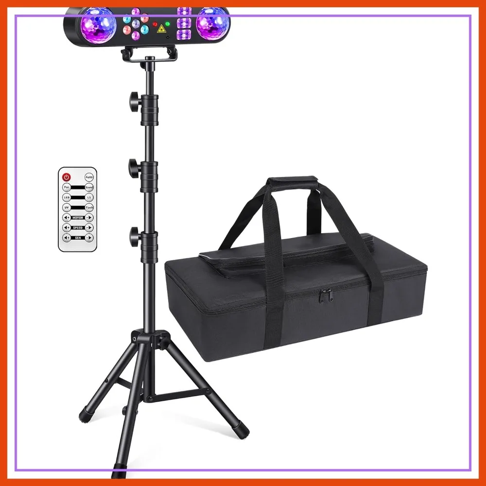 

5-in-1 DJ Party Lights with Stand, Remote Control, Sound Activated, Carry Bag for Gig Wedding Event Show