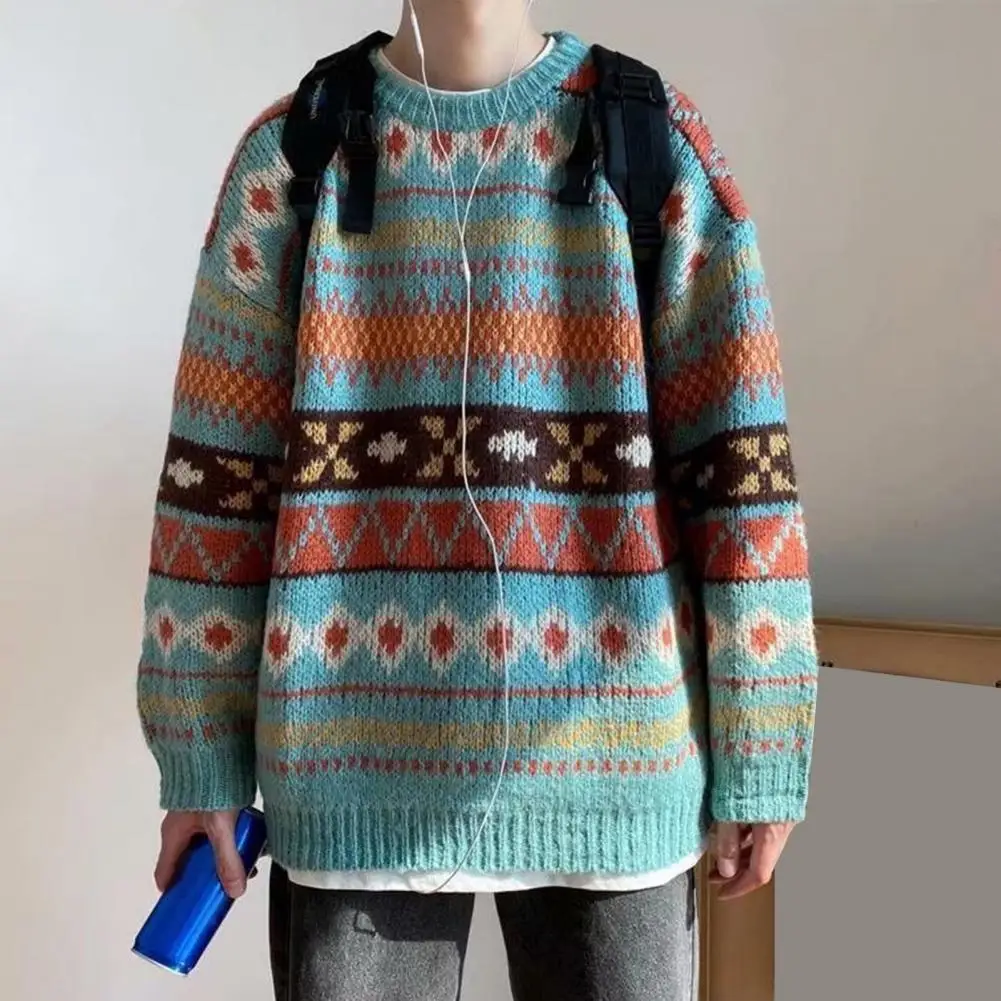 Trendy Spring Sweater Round Neck Warm Knitting Vintage O Neck Spring Sweater