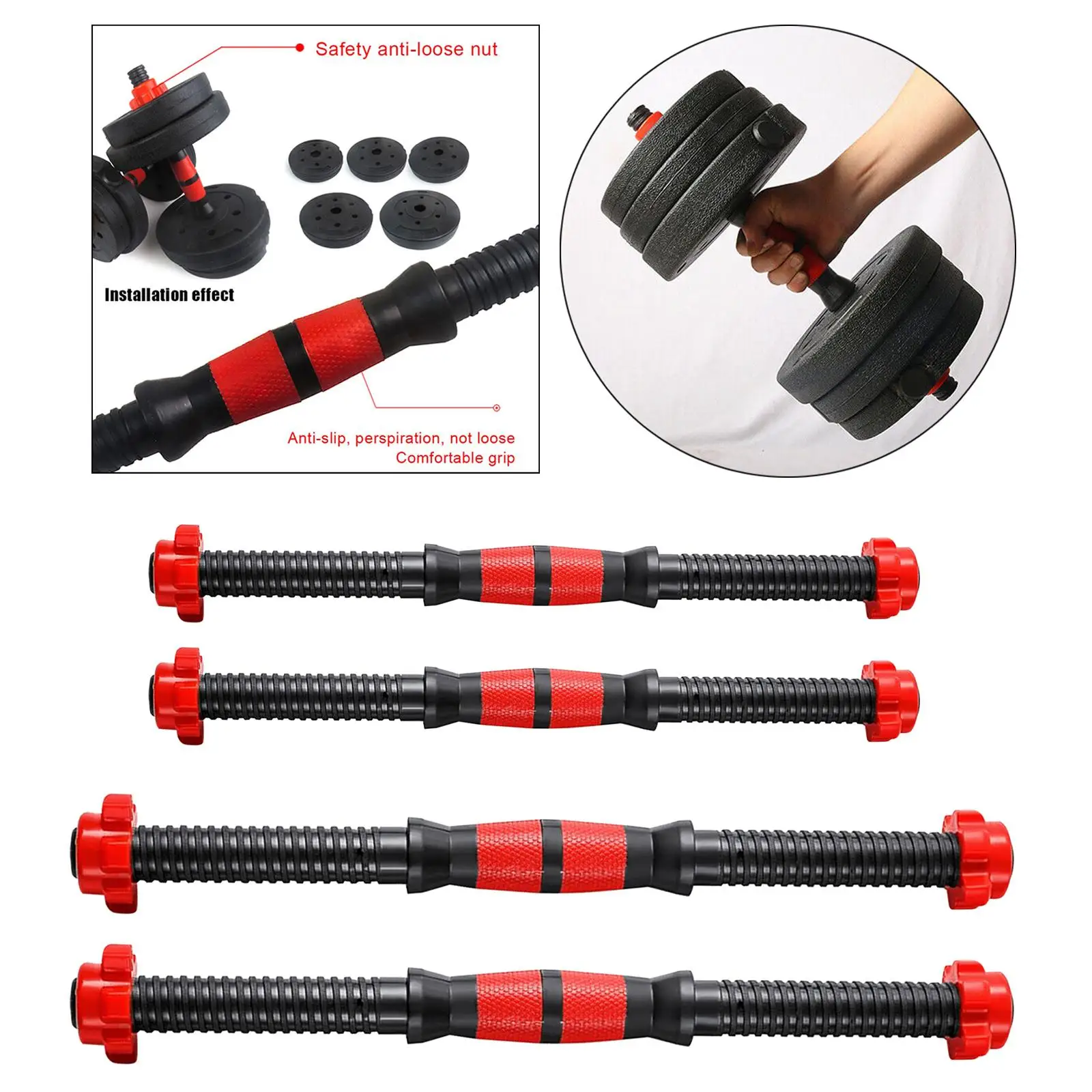 Professional 2pcs Adjustable Dumbbell Grip Handles Weight Plates Holder Rod Home Dumbbell Building Bar Lock Collar Dumbbell Nut