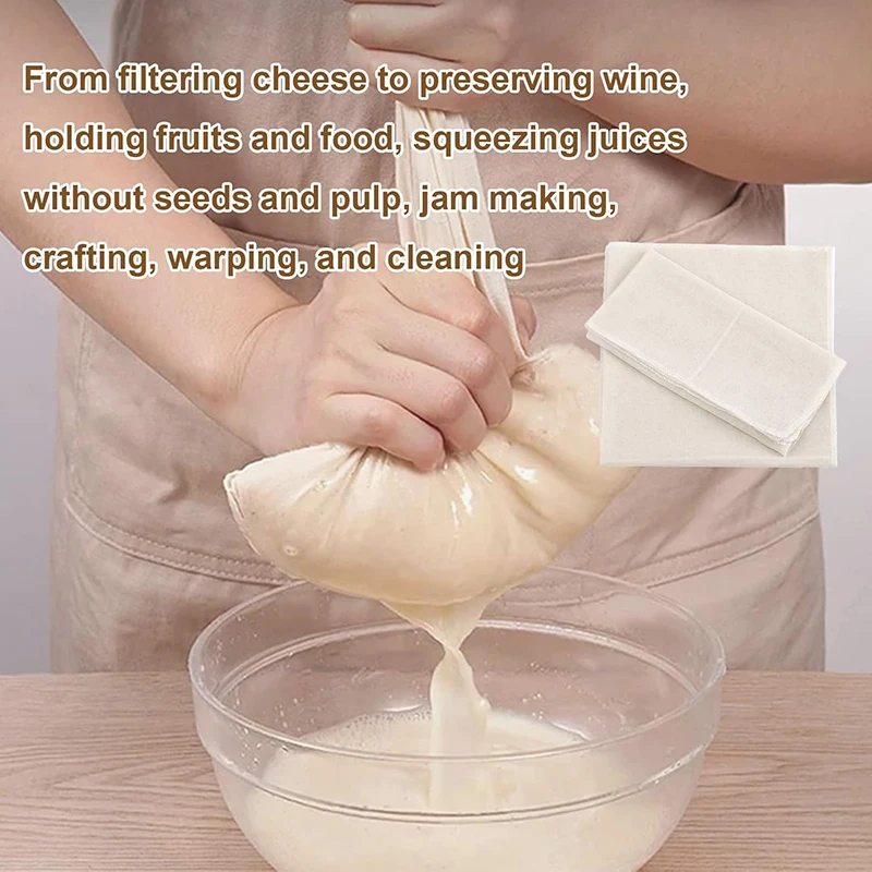 

Cotton Cheese Cloth Reusable Cheese Cloth Bag Soybean Milk Cheesecloth Tea Yogurt Coffee Filter Strainers Bag Kitchen Gadgets