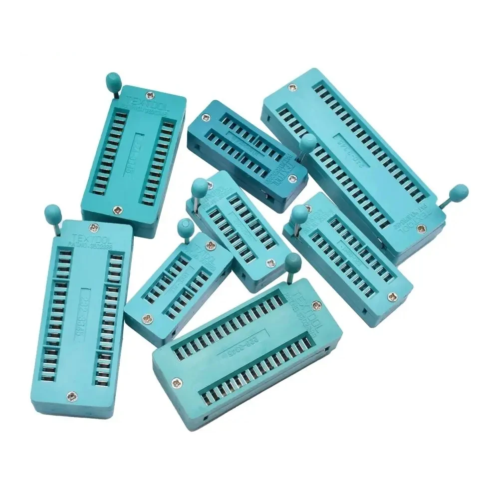 1pcs 14 16 18 20 24 28 32 40 P Pin 2.54 MM Green DIP Universal ZIF IC Socket Test Solder Type IC lock seat zif socket