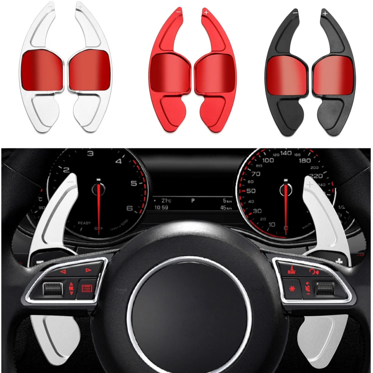 

For Audi A1 8X A3 8V A4 A5 A6 C7 A7 A8 2013 2014 2015 Quattro Sline Car Steering Wheel Shifter Paddle Gear DSG Extension Sticker