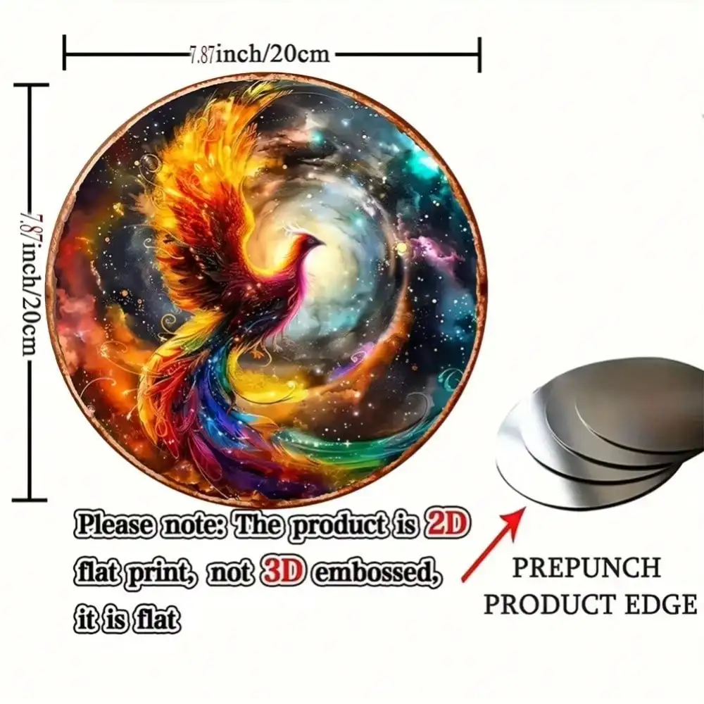 CIFBUY Brand Galaxy Peacock Iron Wall Art 2D Round Metal Sign Colorful Modern Home Office Decor Artistic Hanging Plaque