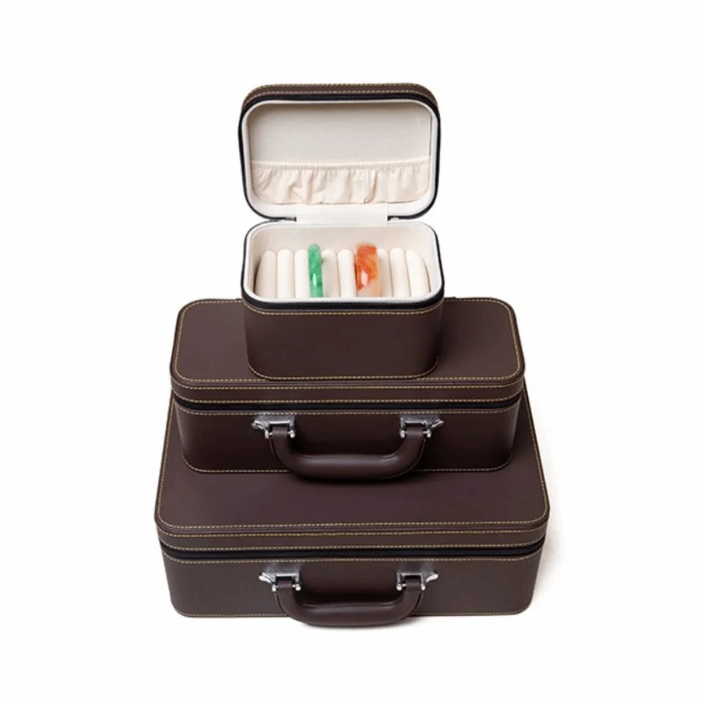 

PU Leather Bracelet Display Box Rings Necklace Holder Jewelry Storage Boxes Organizer Velvet Inner Bracelet Carrying Case