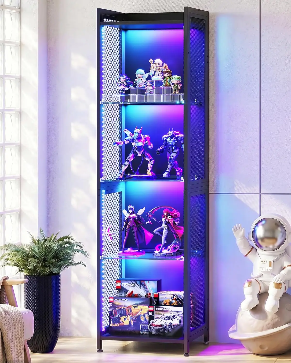 Glass Shelf 4-Tier Corner Display Cabinet Storage Furniture, Customized