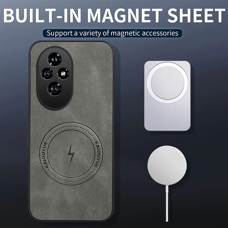 حافظة Magsafe مغناطيسية فاخرة من جلد البولي يوريثان لهاتف Huawei Honor 200 Pro Lite غطاء خلفي واقٍ #3