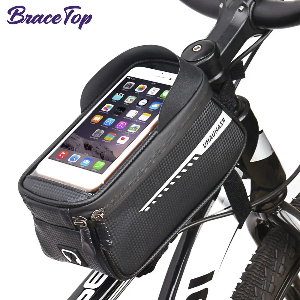 Bolsa para tubo superior de bicicleta de piezas con soporte para teléfono, resistente al agua, marco frontal, tubo superior, soporte para teléfono GPS, Compatible