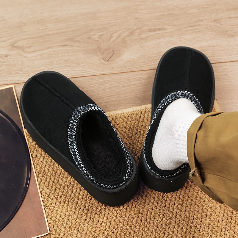

Winter Plush Warm Lining with Anti Slip Sole Thick Sole for Increased Height Trendy and Warm Slippers for Wearing As Outerwear