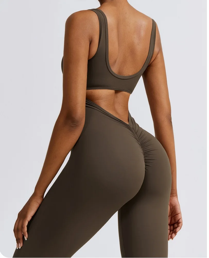 Women's New Hollowed-Out Beauty Back Peach Butt Lift Exercise Micro One-Piece Yoga Jumpsuit