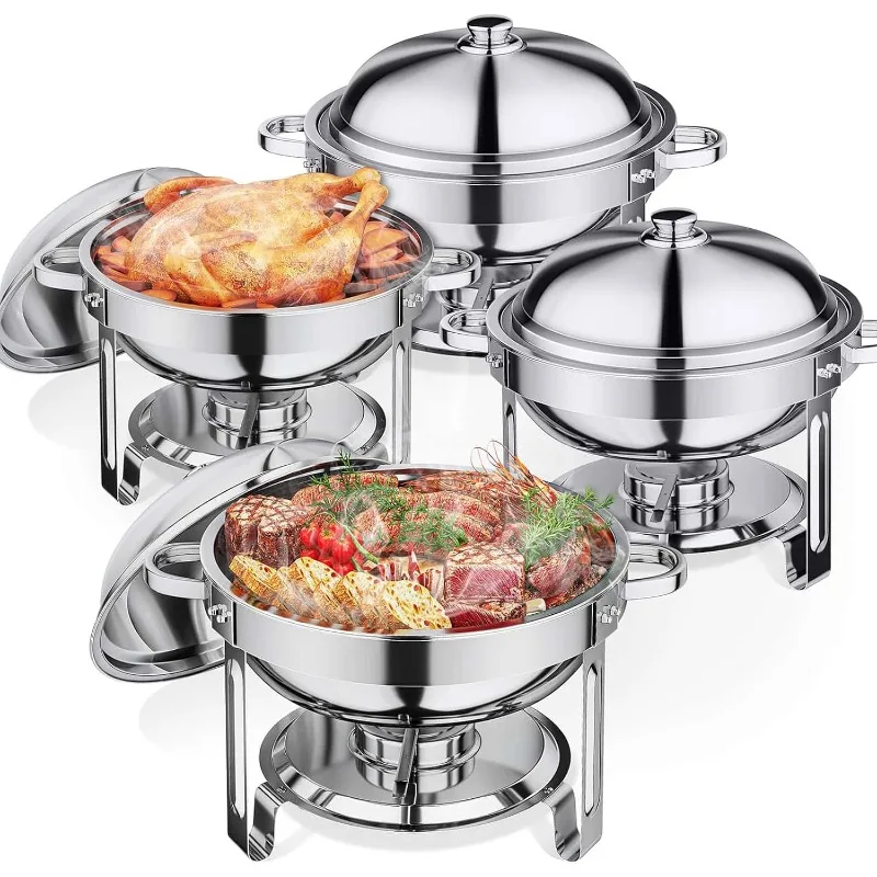 

5.5QT Chafing Dishes for Buffet 4 Pack, Stainless Steel Chafing Dish Buffet Set, Buffet Servers and Warmers with Lid for Wedding
