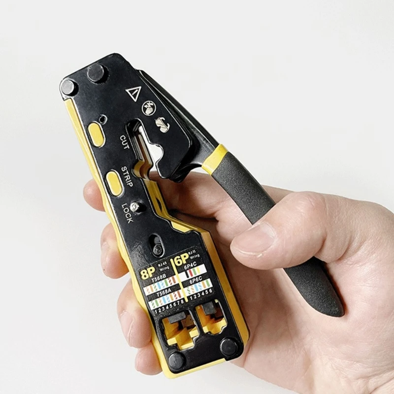 Portátil Wire Stripper Cutter, Cable Crimper, Alicate Pass Through Modular, Data Cable Crimping Tool, Cat5, Cat5e, Cat6