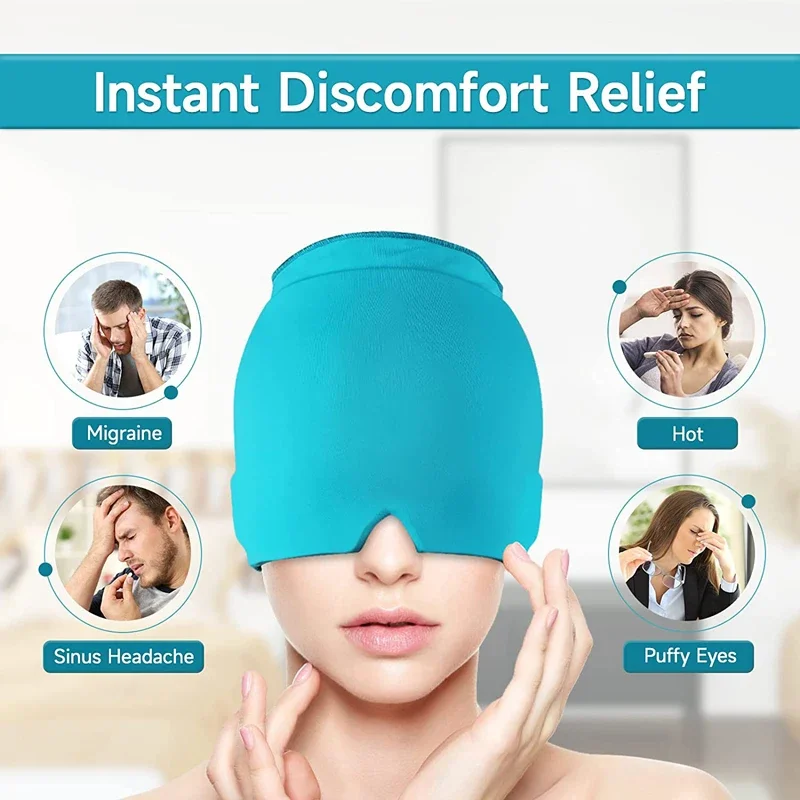 Ice Hat Gel Ice Headache  Migraine Relief Hat Cold Compress Therapy Cap Ice Head Wrap Pack Mask  For Tension Sinus Stress