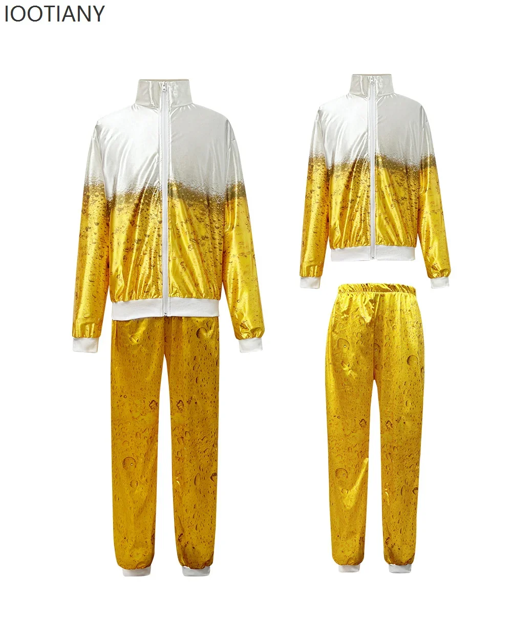 CosplayMen's And Women's Oktoberfest 80s 90s Retro Casual Wear Long Sleeve Zipper Jacket Pants Cosplay Beer Party Costume Sports