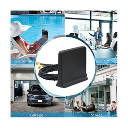 Signal Boost 5G 4G LTE 3G GSM Mimo Aerial High Gain 12Dbi 600-6000Mhz External Omni WiFi Antenna(Black with Ts9 Adapter)