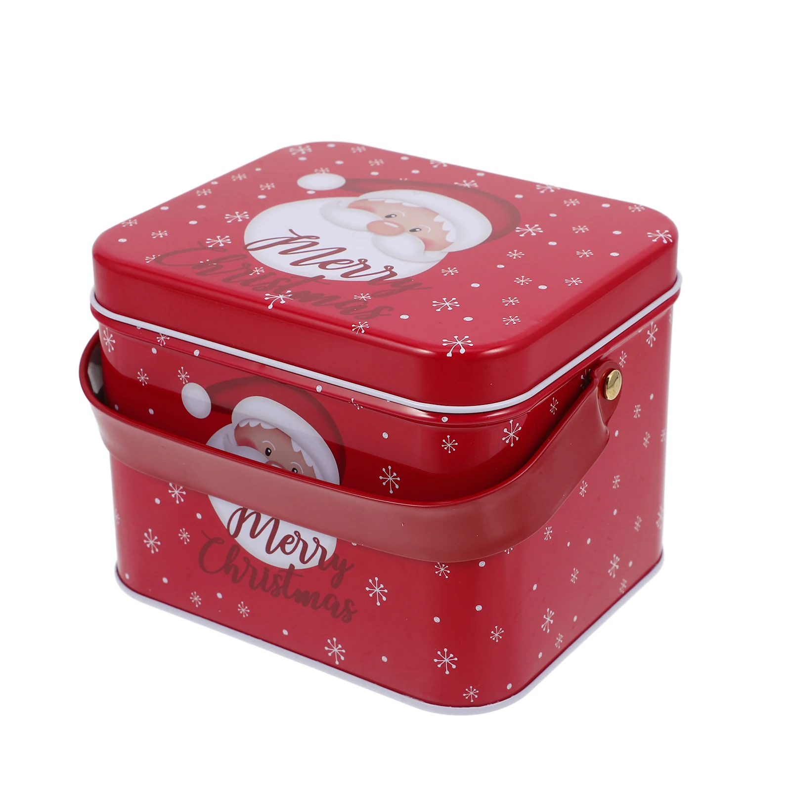 

Festive Christmas Tin Box Holiday Gift Storage Container Metal Candy Cookie Jar Santa Design Rectangular Small Treats Organizing