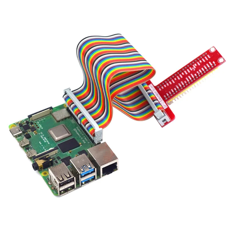 AU32-Für Raspberry Pi GPIO T-Typ Erweiterungskarte + 40Pin Farbkabel 4B/3B +/ZERO/W