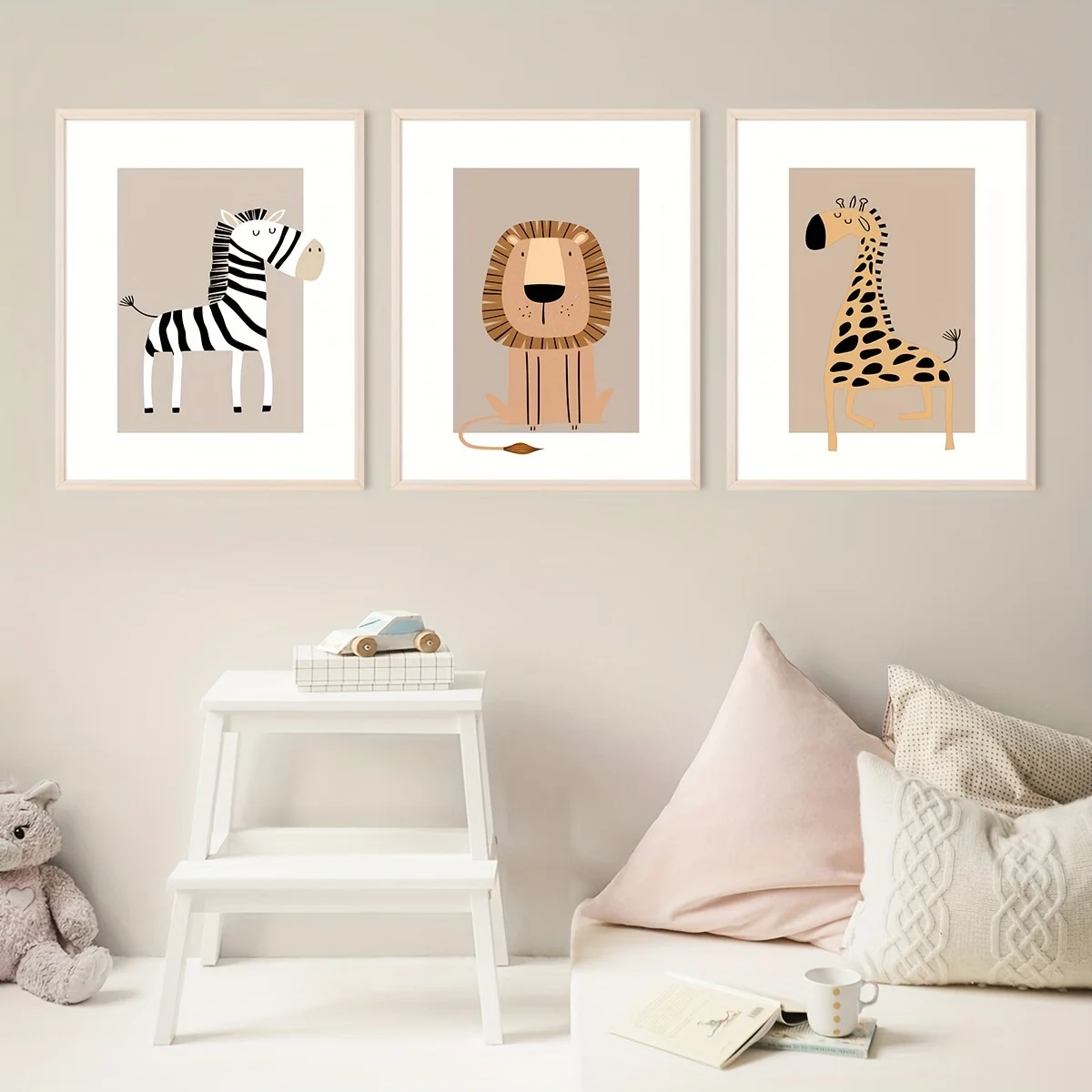 3pcs/set Bohemian Giraffe Zebra Woodland Canvas Printing Funny Lion Animal Wall Art Poster for Modern Nursery Home Decor Gifts