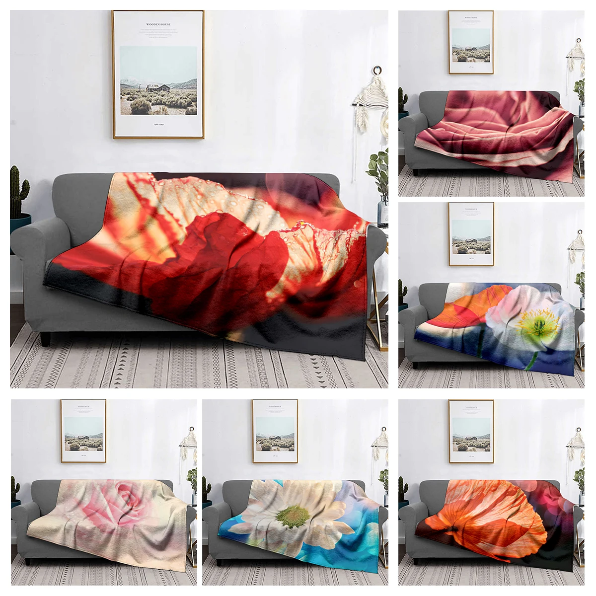 

Home decoration plush Throw Sofa blanket Anime animals Bedspread bed fluffy soft blankets decor Plaid Modern morandi Abstract