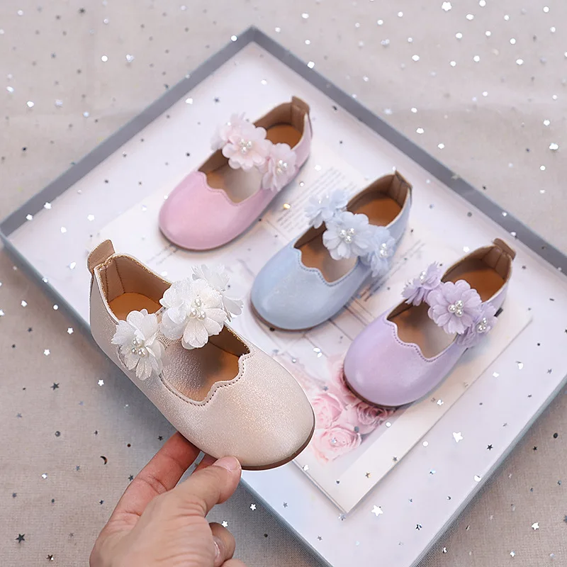 Baby girl's shoes bowknot pincess shoes for wedding party soft bottom 1-7years old kids single shoes for spring autumn pink blue