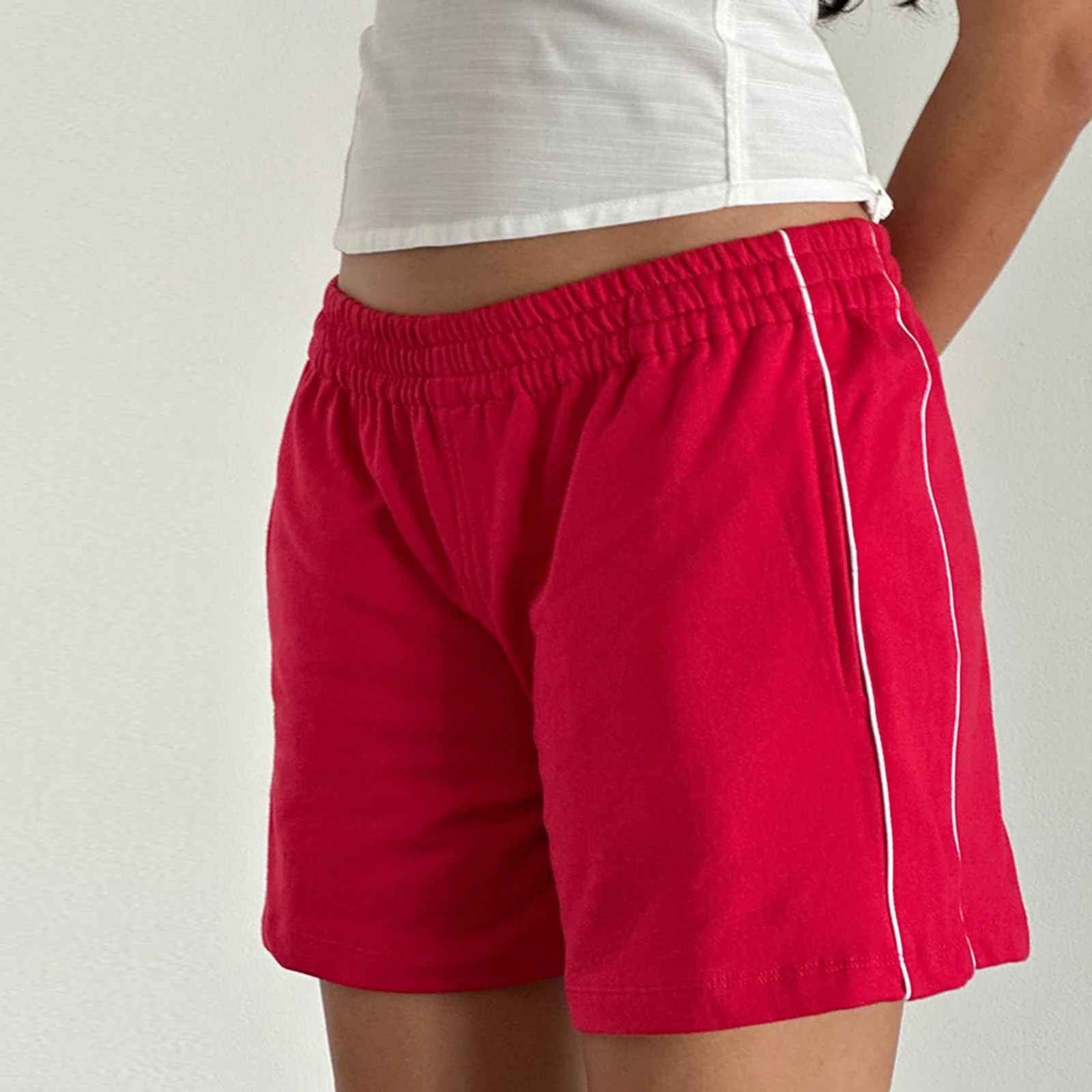 Calções de treino femininos verão carta padrão solto shorts atléticos com bolsos para esporte correndo yoga jogging activewear