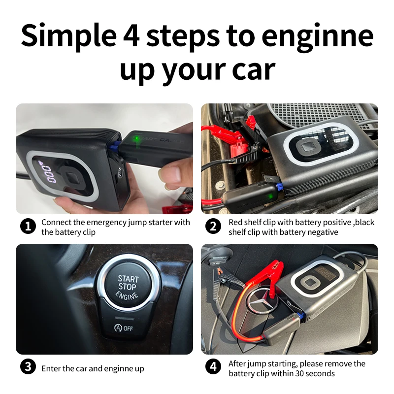 Kaya usia AP06 multi-fungsional, deteksi tekanan ban 150PSI portabel pompa udara listrik Inflator ban mobil