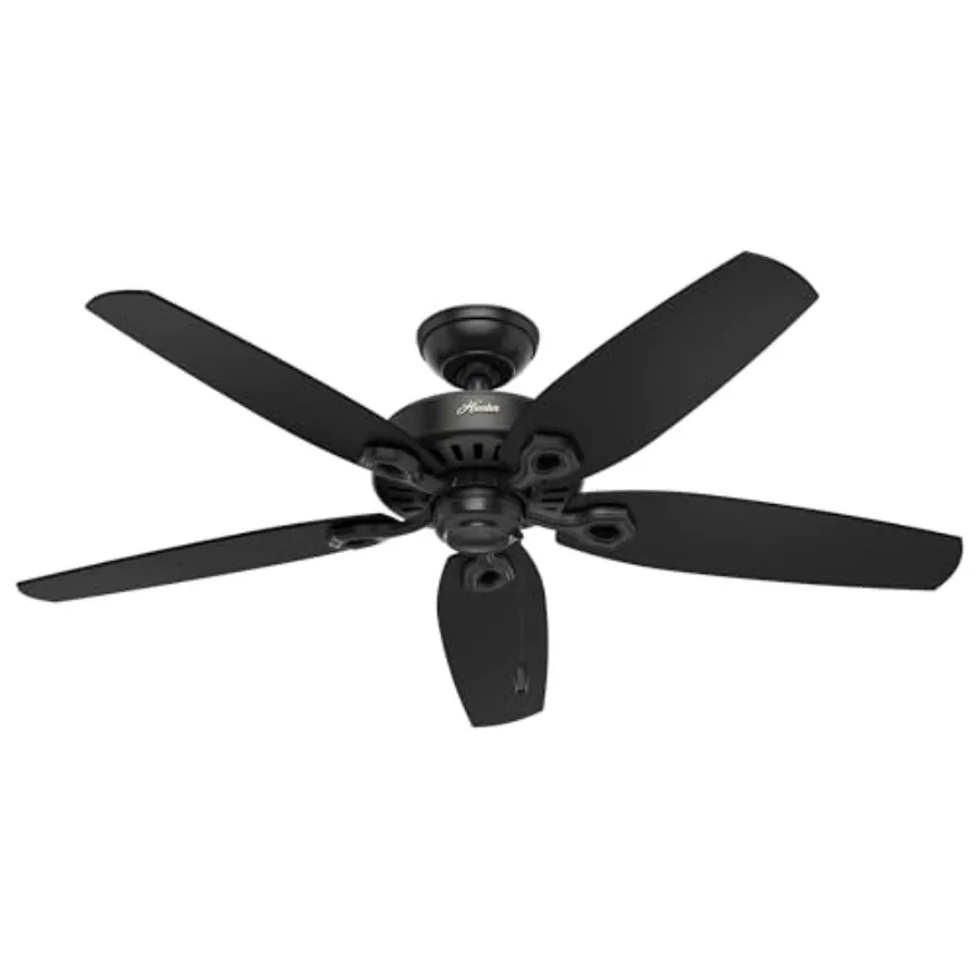 52 inch Outdoor or Indoor Ceiling Fan No Light with Pull Chain - Matte Black, Standard Mount, 5 Blades, For Patio Porch Living