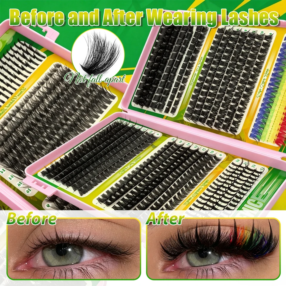 ¡Oferta! Clusters de pestañas con puntas, coloridos, 60D/80D/120D/150D, estilo variado 4