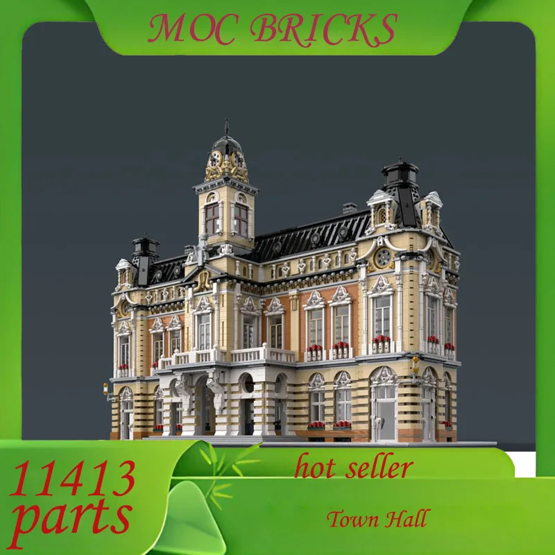 Personalizza 14705PCS Classici Town Hall MOC Puzzle Creativo StreetView Architettura Modello tecnico Compleanno Assemblaggio Giocattolo Regali
