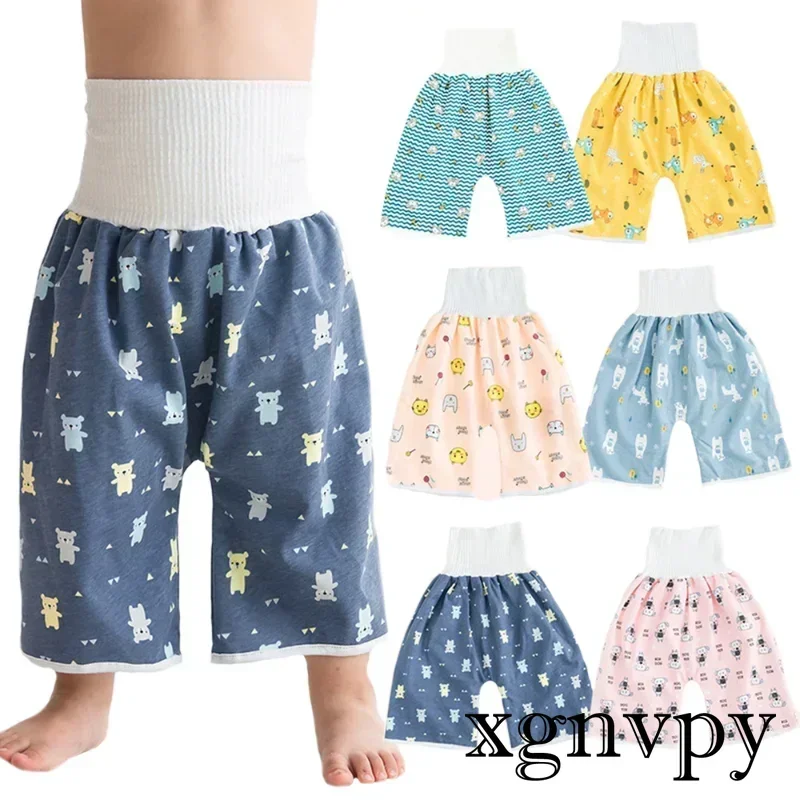 

xgnvpy Baby Waterproof Diaper Pants Skirt Potty Training Comfy Shorts Sleepwear Bedclothes for Boys Girls