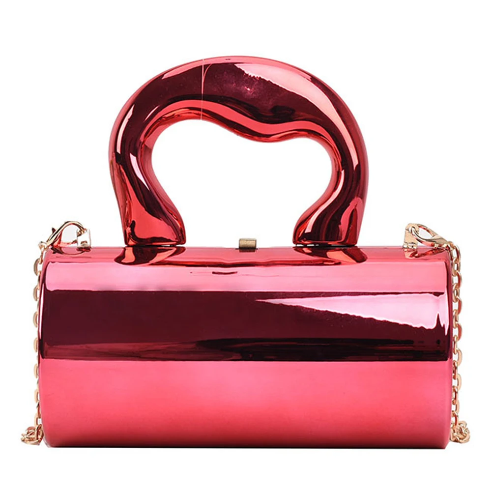 Women Clutch Bag Metal Handles Party Clutches Large Capacity Fashion Cylinder Bag Vintage Style Everyday Shoulder Bag Daily Bag