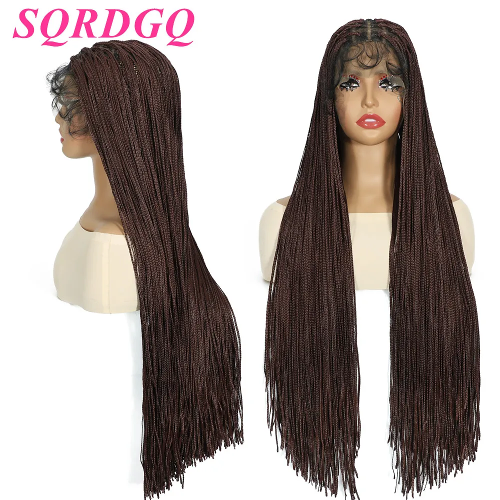 

Синтетические парики SQRDGQ с кружевной передней частью и косами, женские короткие парики-боб с африканскими косами для женщин