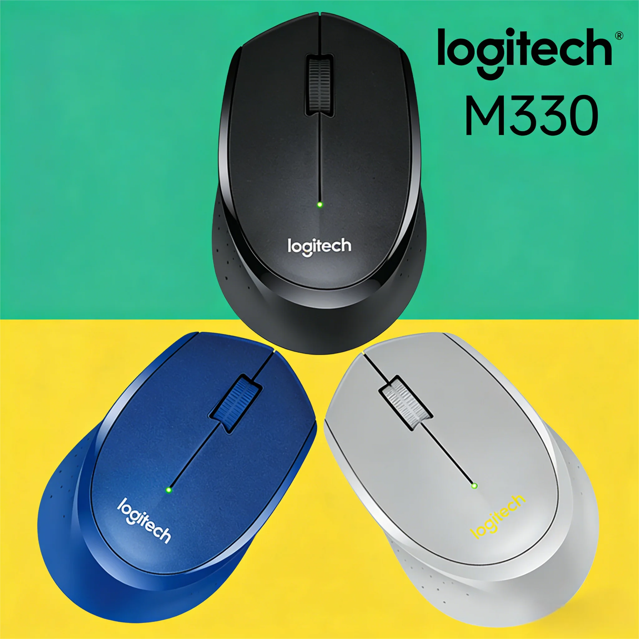 

Беспроводная бесшумная мышь Logitech M330, USB, для офиса и дома, готовая, энергосберегающая портативная
