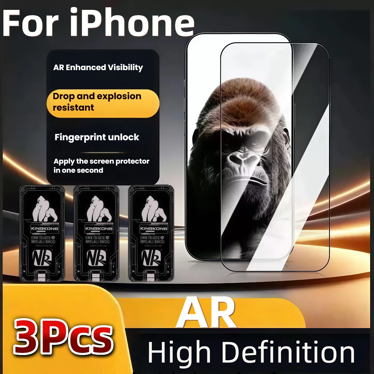 

3-Pack For iPhone Air/17e/17/16/15/14/13 Pro Max Plus HD Tempered Glass Screen Protector with 9H Hardness