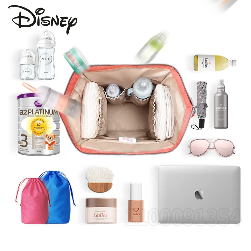 Disney-mochila de Mickey para pañales, bolso de bebé Original de marca de lujo con dibujos animados, mochila multifunción USB