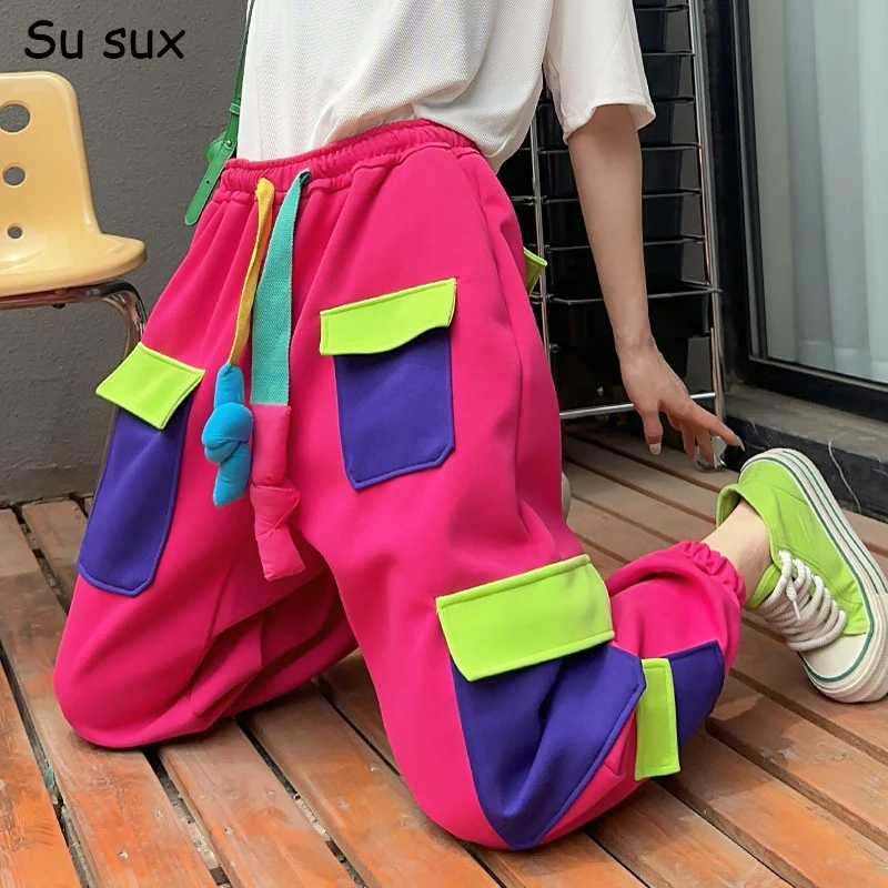 

Casual Pocket Oversized Sweatpants Cargo Pants For Women Y2k Clothes 2024 Autum Cotton Trend Jogger Pants Vestidos Hip120cm