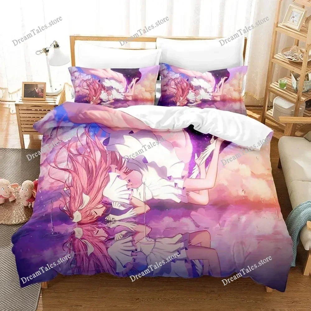 Puella Magi Madoka Magica Cartoon Poster Sheets Quilt Covers Bedding Dormitory Sheets Bedding Set Soft Warm Bedding Set