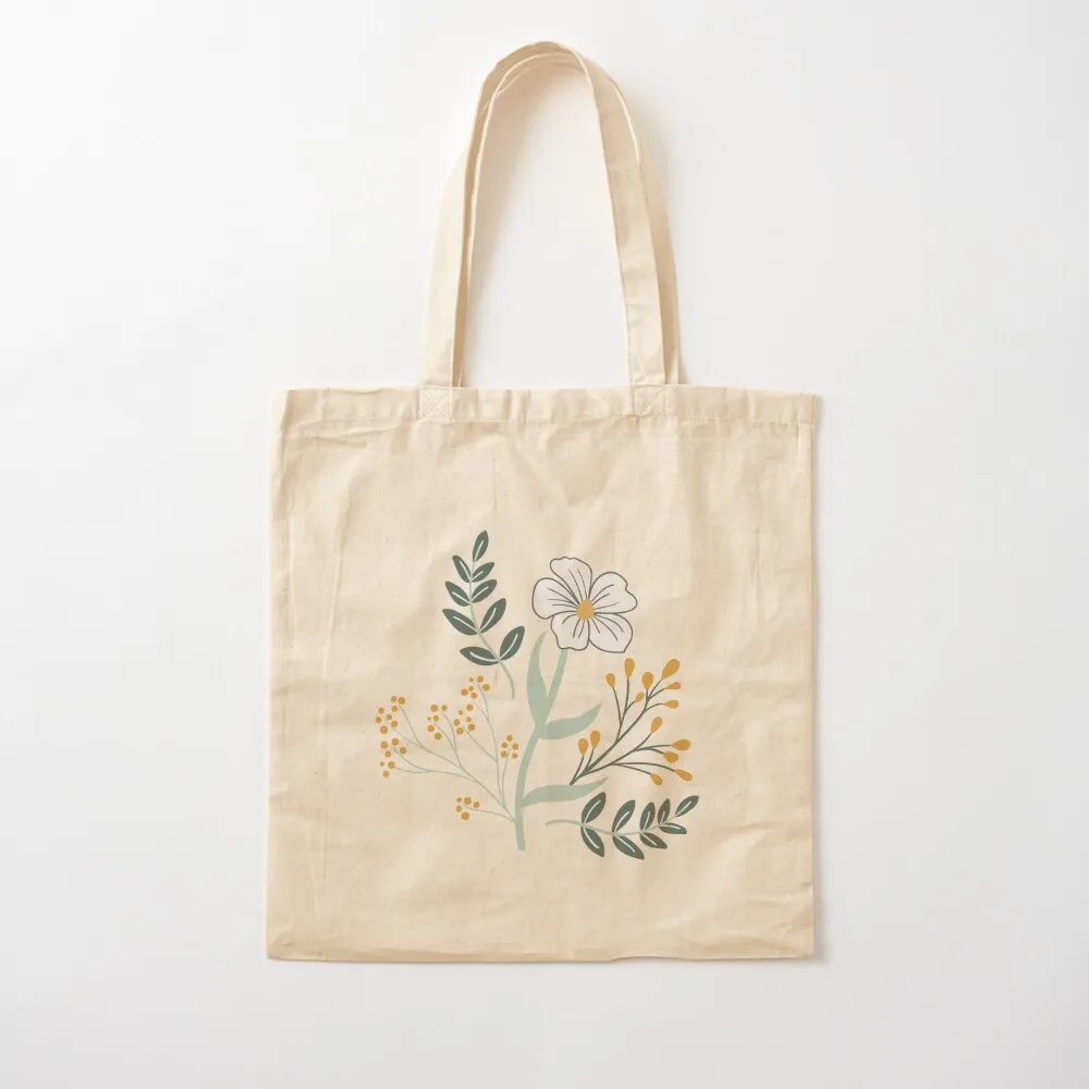 

Mustard & Teal Botanical Garden Leaves Floral Print Tote Bag eco bag folding bags aesthetic the Canvas