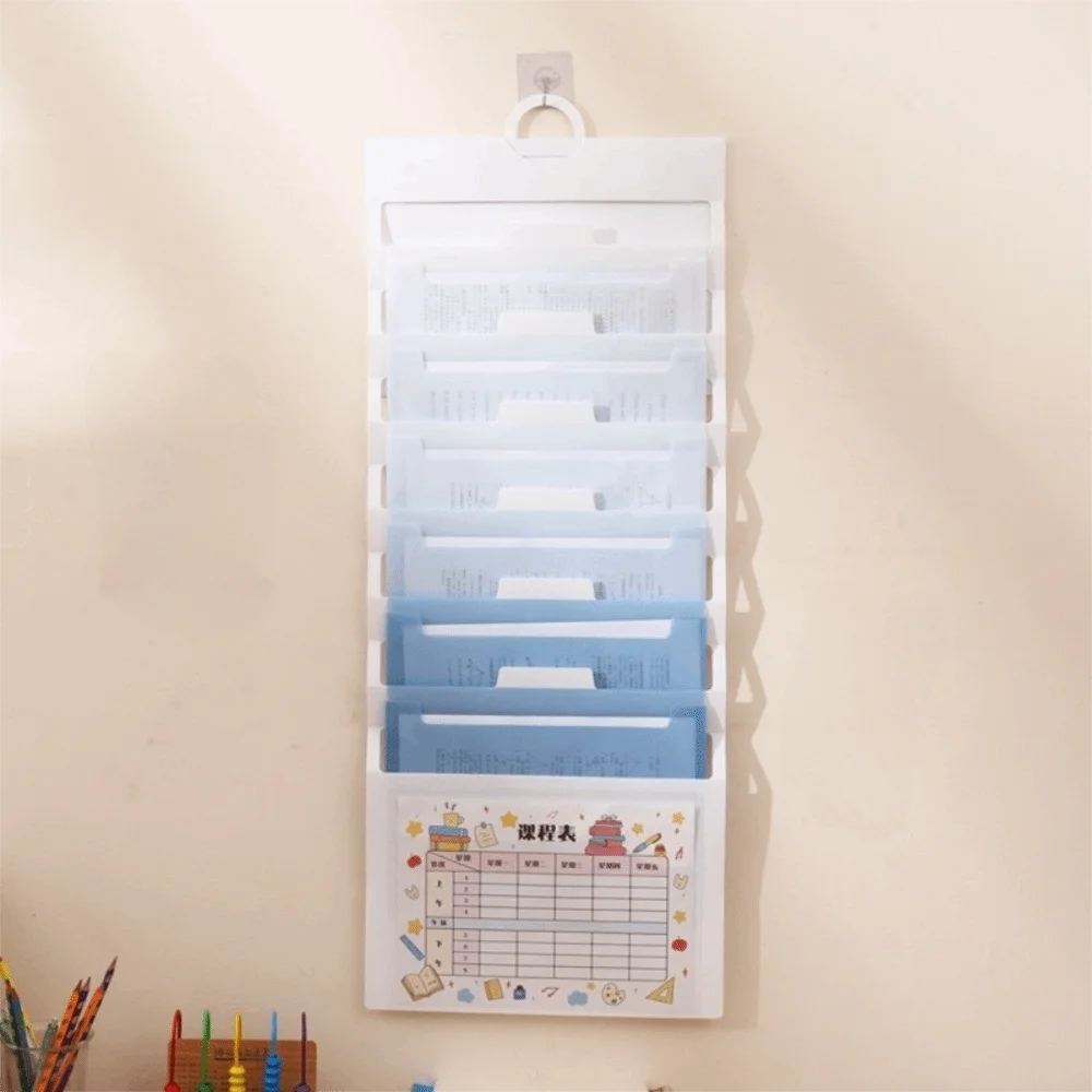 

6 Pockets Hanging File Folders Large Capacity Wall Mounted Expandable Accordian Pockets Multi-color File Storage Bag Newspaper