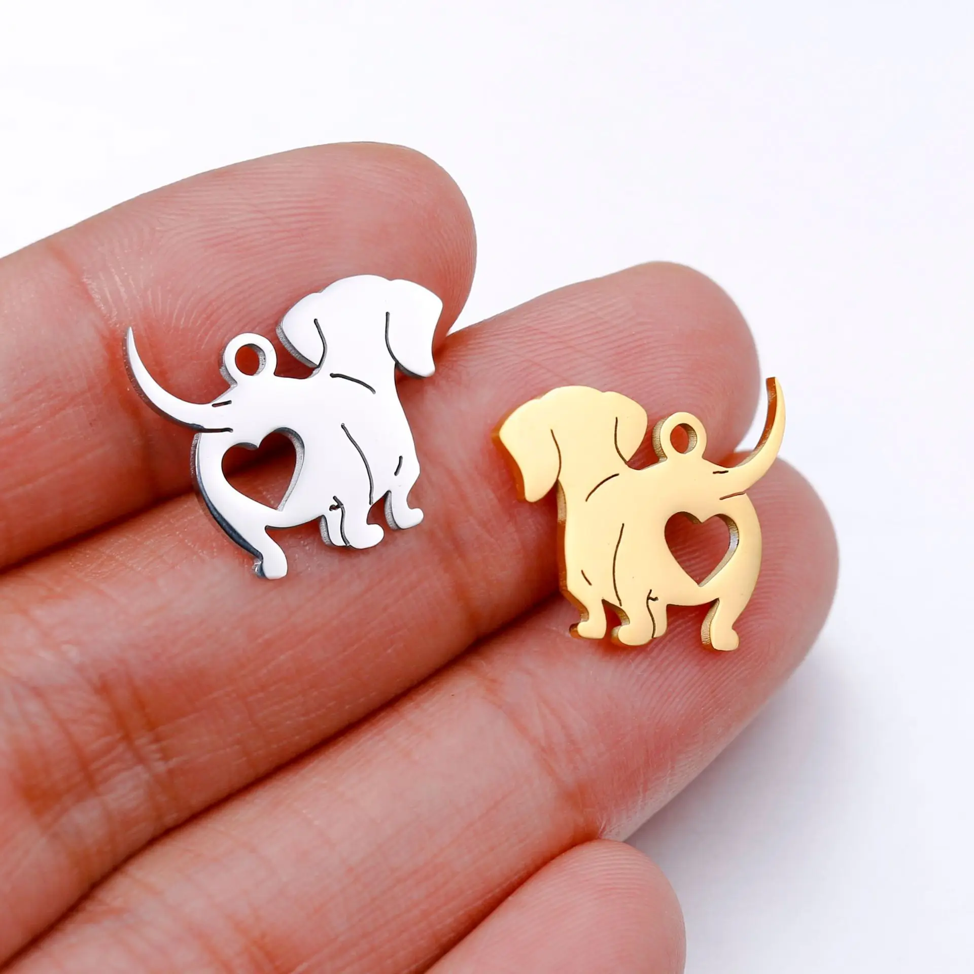 New mirror stainless steel cute animal love dog DIY jewelry accessories pendant