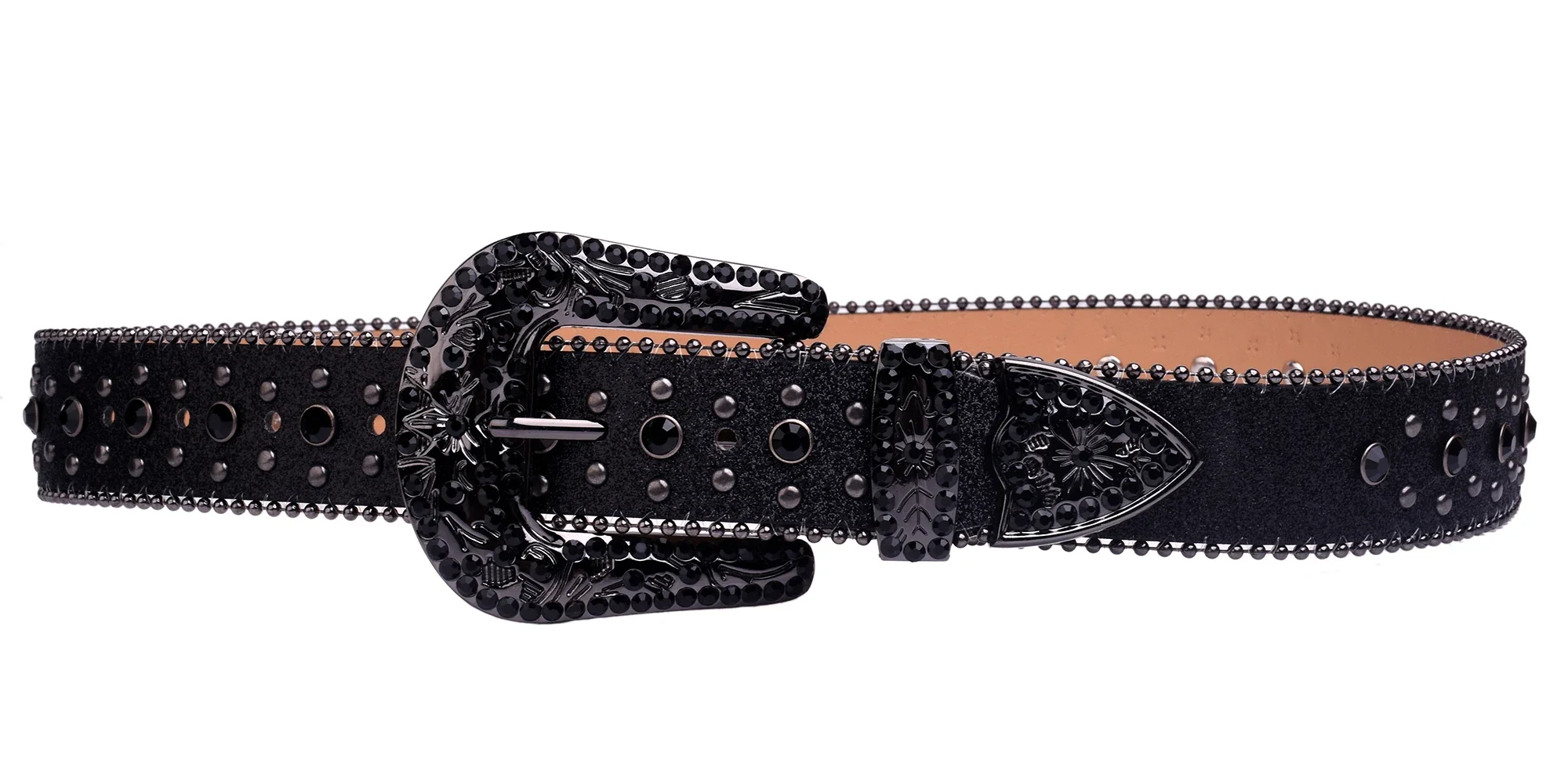 New Ladies Fashion Western Cowboy Rhinestone Belt Design Leather Belt Inlay Man-made Diamond Belt Jeans, Luxury